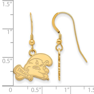 Sterling Silver Gold-plated LogoArt Tulane University Small Dangle Wire Earrings