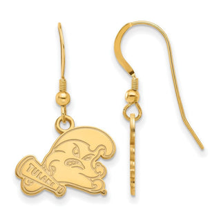 Sterling Silver Gold-plated LogoArt Tulane University Small Dangle Wire Earrings