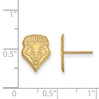 Sterling Silver Gold-plated LogoArt University of New Mexico Lobos Small Post Earrings