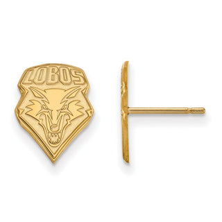 Sterling Silver Gold-plated LogoArt University of New Mexico Lobos Small Post Earrings