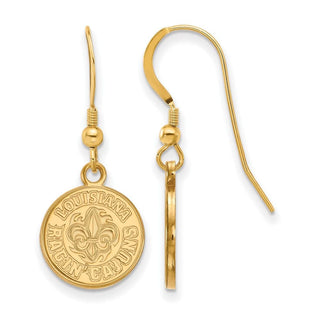 Sterling Silver Gold-plated LogoArt University of Louisiana at Lafayette Small Dangle Wire Earrings