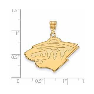 10k Gold NHL LogoArt Minnesota Wild Large Pendant
