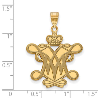 Sterling Silver Gold-plated LogoArt College of William and Mary Extra Large Enameled Pendant
