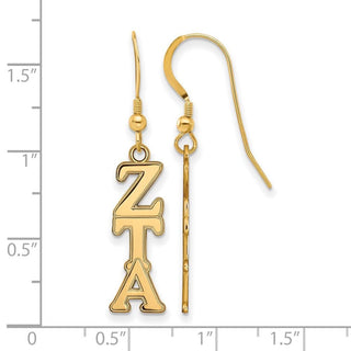 Sterling Silver Gold-plated LogoArt Zeta Tau Alpha Sorority Greek Letters Medium Dangle Earrings