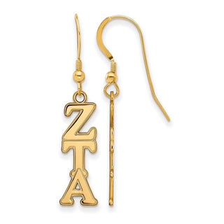 Sterling Silver Gold-plated LogoArt Zeta Tau Alpha Sorority Greek Letters Medium Dangle Earrings