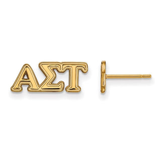 Sterling Silver Gold-plated LogoArt Alpha Sigma Tau Sorority Greek Letters Extra Small Post Earrings