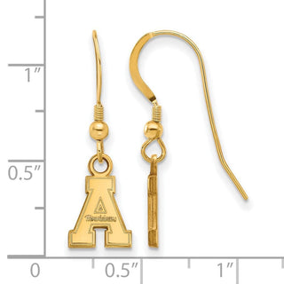 Sterling Silver Gold-plated LogoArt Appalachian State University Extra Small Dangle Wire Earrings