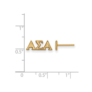 Sterling Silver Gold-plated LogoArt Alpha Sigma Alpha Sorority Greek Letters Extra Small Post Earrings