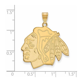 Sterling Silver Gold-plated NHL LogoArt Chicago Blackhawks Extra Large Pendant