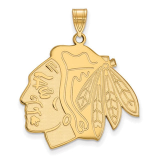 Sterling Silver Gold-plated NHL LogoArt Chicago Blackhawks Extra Large Pendant