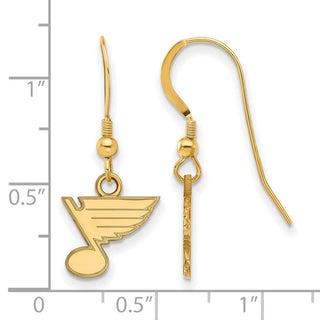 Sterling Silver Gold-plated NHL LogoArt St. Louis Blues Extra Small Dangle Wire Earrings
