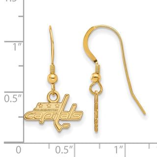 Sterling Silver Gold-plated NHL LogoArt Washington Capitals Extra Small Dangle Wire Earrings