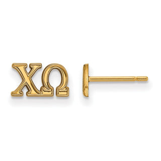 Sterling Silver Gold-plated LogoArt Chi Omega Sorority Greek Letters Extra Small Post Earrings