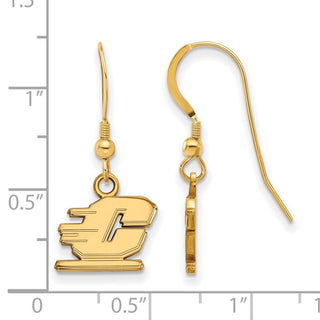 Sterling Silver Gold-plated LogoArt Central Michigan University Letter C Extra Small Dangle Wire Earrings