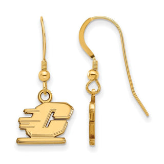 Sterling Silver Gold-plated LogoArt Central Michigan University Letter C Extra Small Dangle Wire Earrings