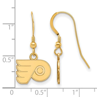 Sterling Silver Gold-plated NHL LogoArt Philadelphia Flyers Extra Small Dangle Earrings