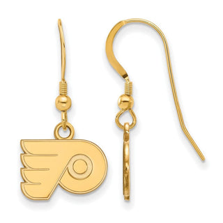 Sterling Silver Gold-plated NHL LogoArt Philadelphia Flyers Extra Small Dangle Earrings