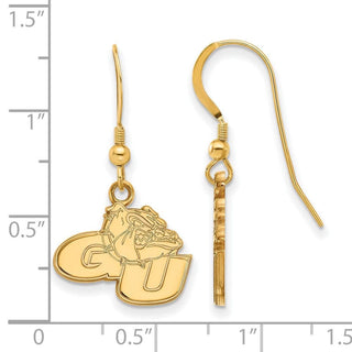 Sterling Silver Gold-plated LogoArt Gonzaga University G-U Bulldog Small Dangle Wire Earrings