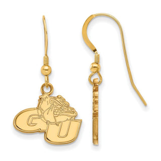 Sterling Silver Gold-plated LogoArt Gonzaga University G-U Bulldog Small Dangle Wire Earrings