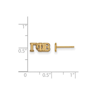 Sterling Silver Gold-plated LogoArt Gamma Phi Beta Sorority Greek Letters Extra Small Post Earrings