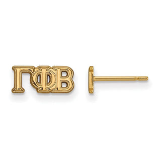 Sterling Silver Gold-plated LogoArt Gamma Phi Beta Sorority Greek Letters Extra Small Post Earrings