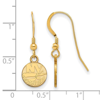 Sterling Silver Gold-plated NHL LogoArt New York Islanders Extra Small Dangle Wire Earrings