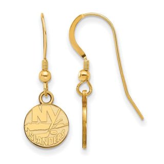 Sterling Silver Gold-plated NHL LogoArt New York Islanders Extra Small Dangle Wire Earrings