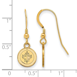Sterling Silver Gold-plated NHL LogoArt Winnipeg Jets Extra Small Dangle Wire Earrings