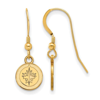 Sterling Silver Gold-plated NHL LogoArt Winnipeg Jets Extra Small Dangle Wire Earrings