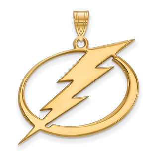 Sterling Silver Gold-plated NHL LogoArt Tampa Bay Lightning Extra Large Pendant