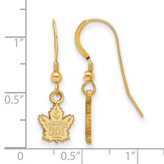 Sterling Silver Gold-plated NHL LogoArt Toronto Maple Leafs Extra Small Dangle Earrings