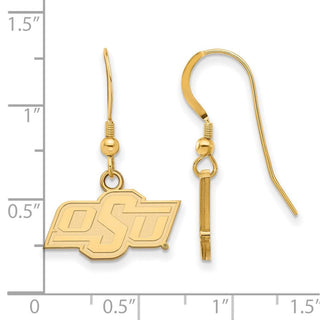 Sterling Silver Gold-plated LogoArt Oklahoma State University O-S-U Extra Small Dangle Wire Earrings