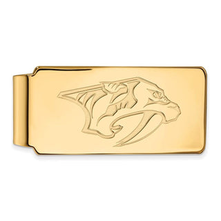 Sterling Silver Gold-plated NHL LogoArt Nashville Predators Money Clip