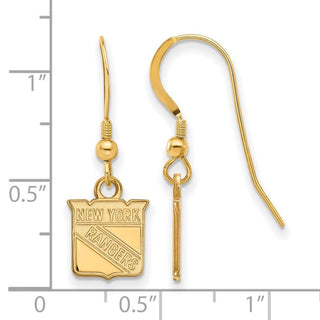 Sterling Silver Gold-plated NHL LogoArt New York Rangers Extra Small Dangle Wire Earrings