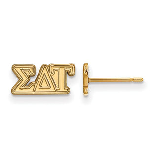 Sterling Silver Gold-plated LogoArt Sigma Delta Tau Sorority Greek Letters Extra Small Post Earrings
