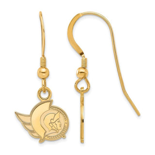 Sterling Silver Gold-plated NHL LogoArt Ottawa Senators Extra Small Dangle Wirer Earrings