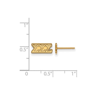 Sterling Silver Gold-plated LogoArt Sigma Sigma Sigma Sorority Greek Letters Extra Small Post Earrings