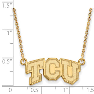 Sterling Silver Gold-plated LogoArt Texas Christian University T-C-U Small Pendant 18 inch Necklace