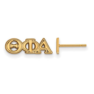 Sterling Silver Gold-plated LogoArt Theta Phi Alpha Sorority Greek Letters Extra Small Post Earrings