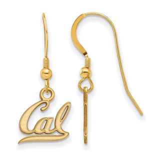 Sterling Silver Gold-plated LogoArt University of California Berkeley Extra Small Dangle Wire Earrings