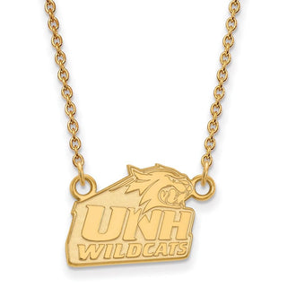 Sterling Silver Gold-plated LogoArt University of New Hampshire Small Pendant 18 inch Necklace