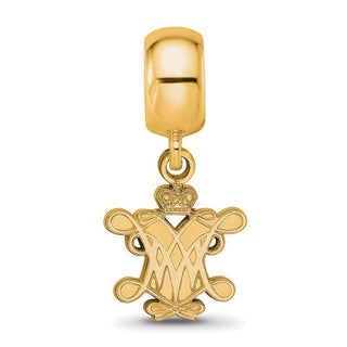 Sterling Silver Gold-plated LogoArt College of William and Mary Small Dangle Bead Charm