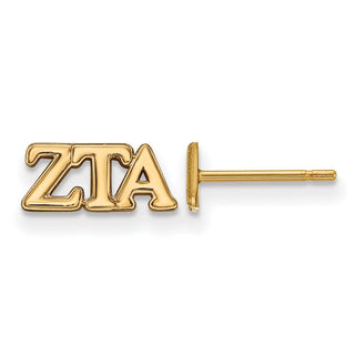 Sterling Silver Gold-plated LogoArt Zeta Tau Alpha Sorority Greek Letters Extra Small Post Earrings