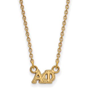 Sterling Silver Gold-plated LogoArt Alpha Phi Sorority Greek Letters Extra Small Pendant 18 inch Necklace