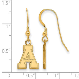 Sterling Silver Gold-plated LogoArt Appalachian State University Small Dangle Wire Earrings