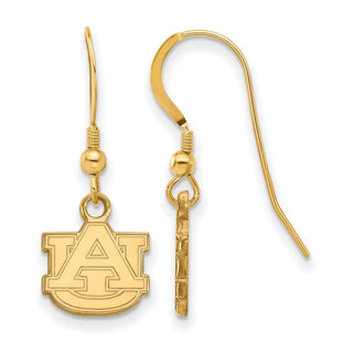 Sterling Silver Gold-plated LogoArt Auburn University A-U Extra Small Dangle Wire Earrings