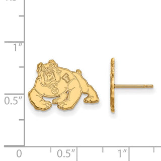 Sterling Silver Gold-plated LogoArt California State University Fresno Bulldog Small Post Earrings