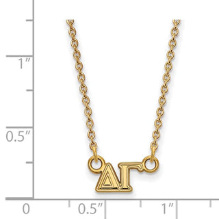 Sterling Silver Gold-plated LogoArt Delta Gamma Sorority Greek Letters Extra Small Pendant 18 inch Necklace