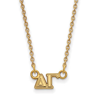 Sterling Silver Gold-plated LogoArt Delta Gamma Sorority Greek Letters Extra Small Pendant 18 inch Necklace