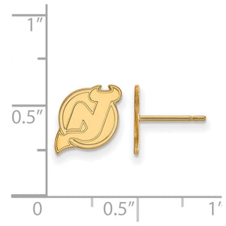 Sterling Silver Gold-plated NHL LogoArt New Jersey Devils Extra Small Post Earrings